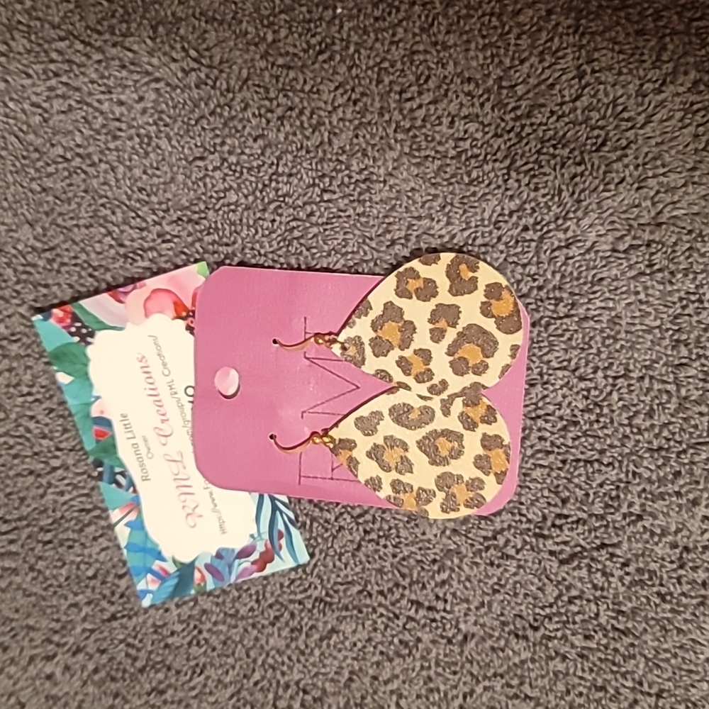 Cheetah print faux leather earrings